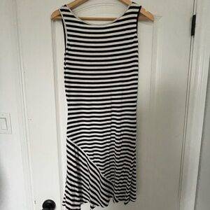 Calvin Klein Black and White Striped Sleeveless Dress